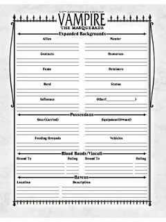 By Night Studios Vampire Character Sheet Expanded by ArcanaJester