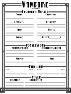 By Night Studios Vampire Character Sheet Expanded by ArcanaJester